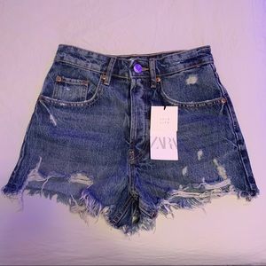 Zara distressed denim shorts - never worn, brand new with tags (didn’t fit)